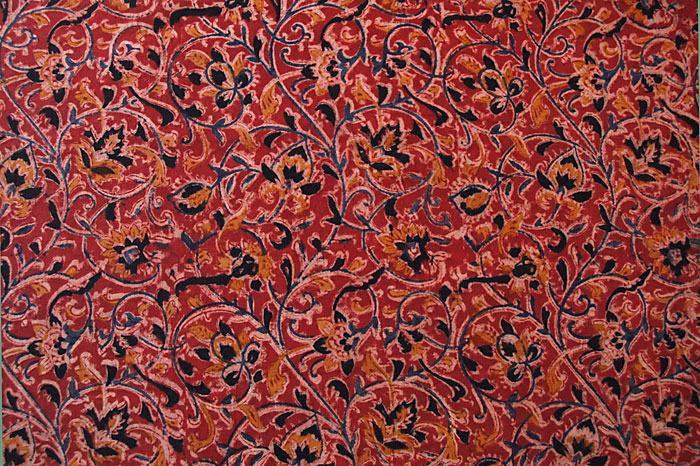 Kalamkari Hand Block Print Cotton Fabric 2½ Yards